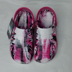 Rugged Shark Girls Pink and White Clogs Sz 3